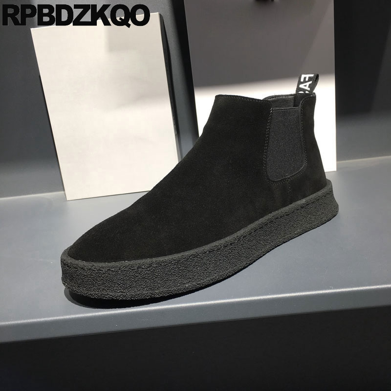 Pánske športové tenisky Chelsea Skate Warm Flats s gumenou podrážkou, športové nazúvacie topánky, zimné jesenné tenisky s plyšovým semišovým vysokým topom