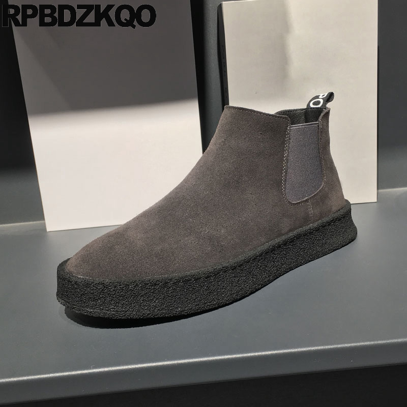 Pánske športové tenisky Chelsea Skate Warm Flats s gumenou podrážkou, športové nazúvacie topánky, zimné jesenné tenisky s plyšovým semišovým vysokým topom