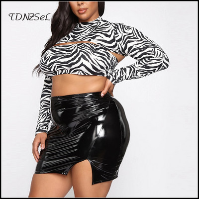 Fusta din piele imitație latex sexy femeie cu fermoar bodycon subțire mini fustă creion cu talie înaltă plus marimea 3XL 4XL PU fusta PVC lucios personalizat