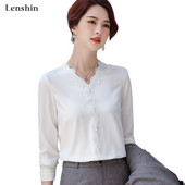 Lenshin Ženske košulje s V-izrezom Visokokvalitetna bluza s čipkom Radna odjeća Uredske dame Ženske majice Široki stil