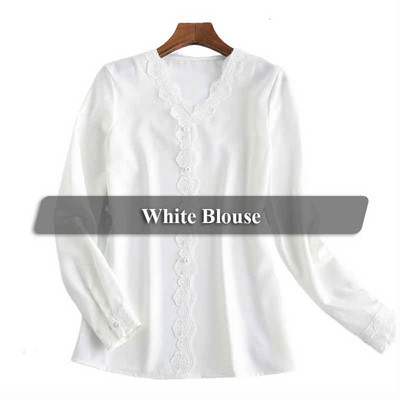 Lenshin Ženske košulje s V-izrezom Visokokvalitetna bluza s čipkom Radna odjeća Uredske dame Ženske majice Široki stil