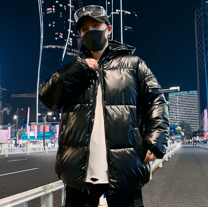 Χειμερινό μονόχρωμο ανδρικό μπουφάν με κουκούλα Parka 2023 Νέο ζεστό παλτό Harajuku Ανδρικά μπουφάν με φερμουάρ Αντιανεμικό