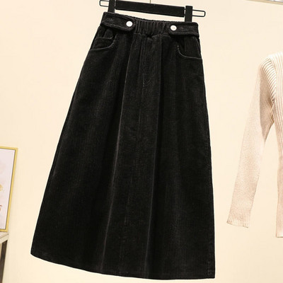 Plus veličina 5XL Ženska suknja od samta Vintage Harajuku duga suknja A-kroja Ženske jesensko-zimske smeđe suknje visokog struka