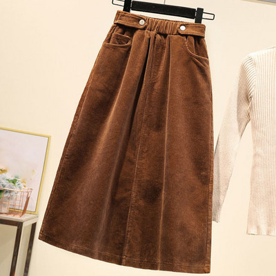 Plus veličina 5XL Ženska suknja od samta Vintage Harajuku duga suknja A-kroja Ženske jesensko-zimske smeđe suknje visokog struka