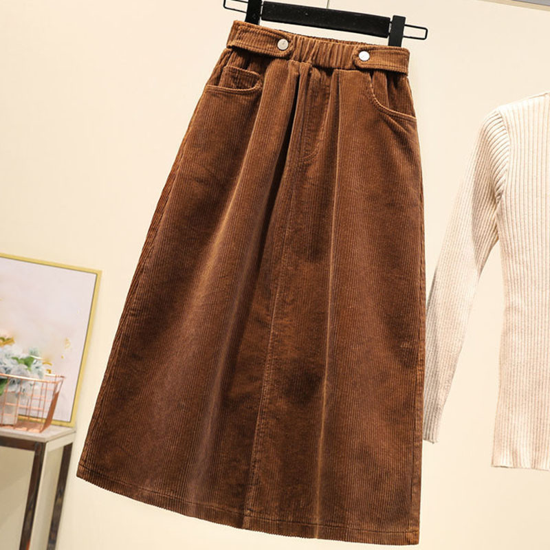 Plus veličina 5XL Ženska suknja od samta Vintage Harajuku duga suknja A-kroja Ženske jesensko-zimske smeđe suknje visokog struka