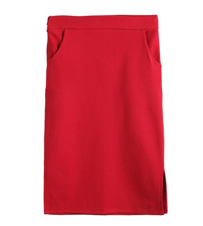 Hitz Κορεάτικες Γυναικείες λεπτές φούστες μέσης διπλής τσέπης Split πακέτο Hip Plus Size S -5XL Pencil φούστα