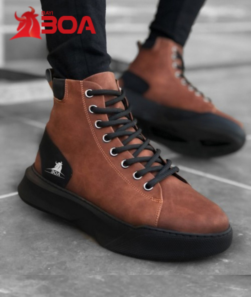 BOA Pantofi cu șireturi, alb de iarnă, cu jumătate de cizmă, cu fundul înalt, Cizme pentru bărbați, Cizme de ploaie, ocazional, Respirabil