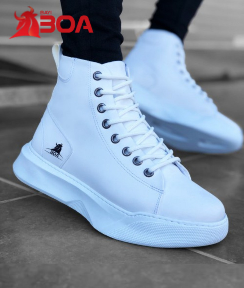 BOA Pantofi cu șireturi, alb de iarnă, cu jumătate de cizmă, cu fundul înalt, Cizme pentru bărbați, Cizme de ploaie, ocazional, Respirabil