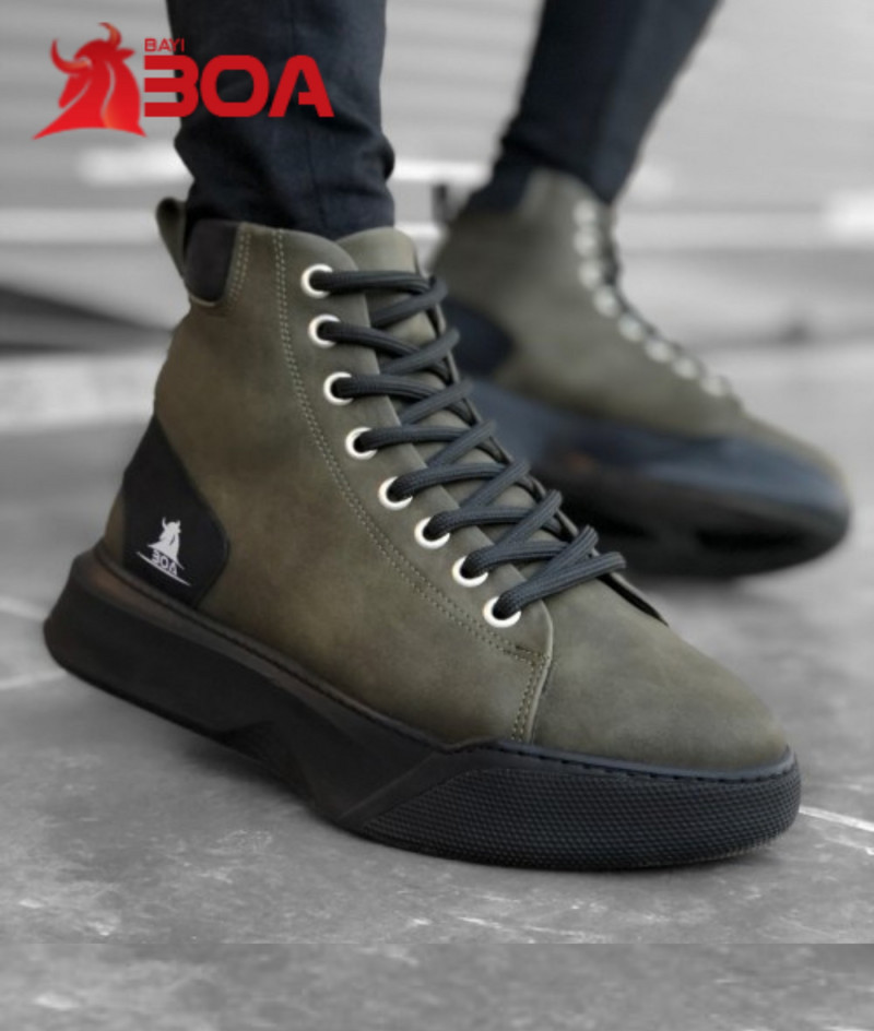 BOA Pantofi cu șireturi, alb de iarnă, cu jumătate de cizmă, cu fundul înalt, Cizme pentru bărbați, Cizme de ploaie, ocazional, Respirabil