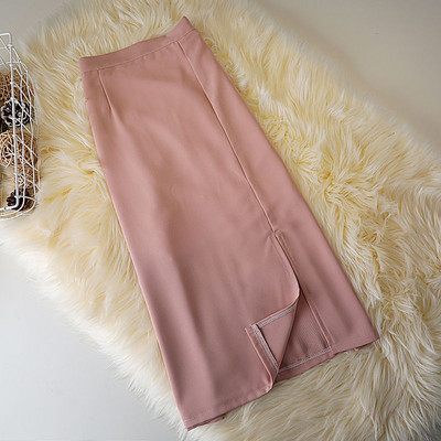 Καφέ Φούστες Γυναικείες Mid College Φούστα σε γραμμή Α με σπαστό στο πλάι ψηλόμεσο Κορεάτικο στυλ OL Plus Size Streetwear Chic γυναικείο κάτω