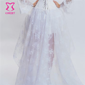 Fusta florală asimetrică, albă, sexy, gotică, victoriană, dantelă, în față, scurtă, în spate, lungă, elegantă, de vară, de dimensiuni mari