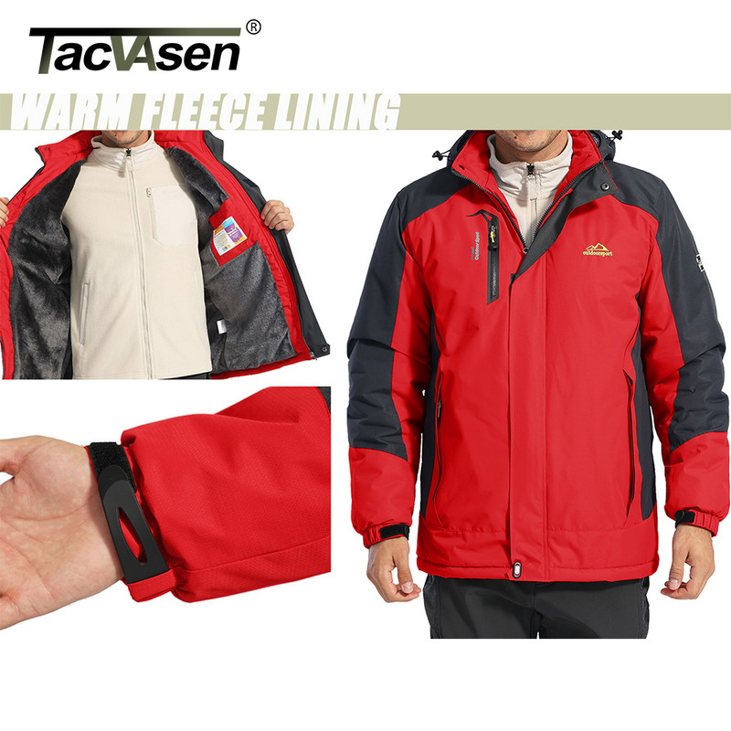 TACVASEN Winter Thicken Fleece Jackets Ανδρικά αδιάβροχα παλτά σκι πεζοπορίας Mountain Trekking Ανεμοδαρμένα ρούχα για άντρες εξωτερικού χώρου