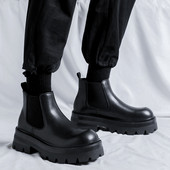 cizme casual pentru bărbați cu platformă, negru, elegant, pantofi originali din piele, rochie de birou de afaceri, cizme de cowboy chelsea boot cool glezna