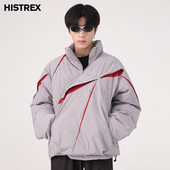 Ανδρικά χειμωνιάτικα κορεατικά μπουφάν παρκά, μοδάτα φαρδιά εξωτερικά ενδύματα με πλισέ χρώμα, μπλουζάκια από βαμβακερό τζάκετ επώνυμων μόδας