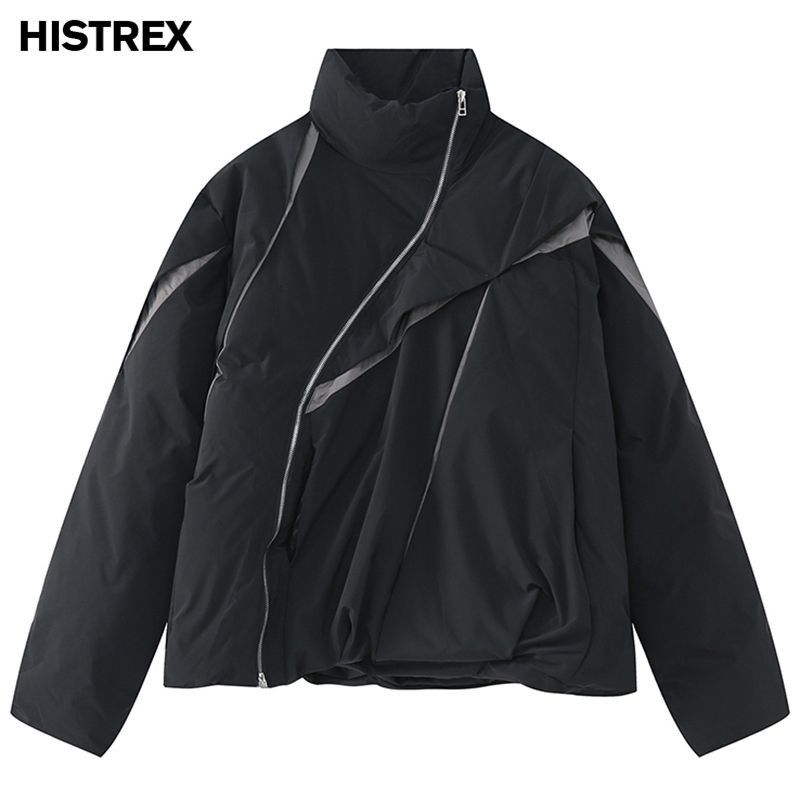 Ανδρικά χειμωνιάτικα κορεατικά μπουφάν παρκά, μοδάτα φαρδιά εξωτερικά ενδύματα με πλισέ χρώμα, μπλουζάκια από βαμβακερό τζάκετ επώνυμων μόδας