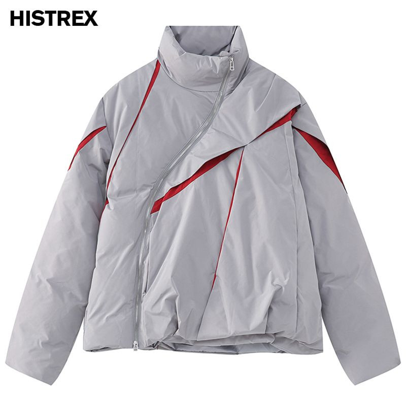 Ανδρικά χειμωνιάτικα κορεατικά μπουφάν παρκά, μοδάτα φαρδιά εξωτερικά ενδύματα με πλισέ χρώμα, μπλουζάκια από βαμβακερό τζάκετ επώνυμων μόδας