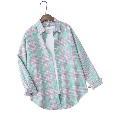 Ženska jesen-zima karirana košulja dugih rukava, bluza s jednim kopčanjem Gornja odjeća