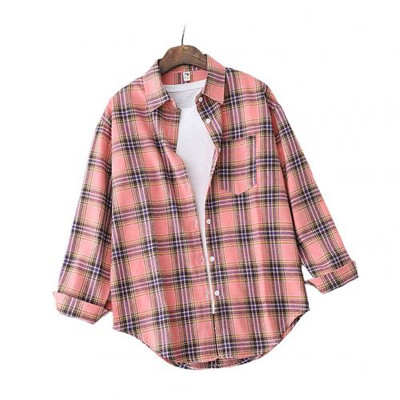 Ženska jesen-zima karirana košulja dugih rukava, bluza s jednim kopčanjem Gornja odjeća