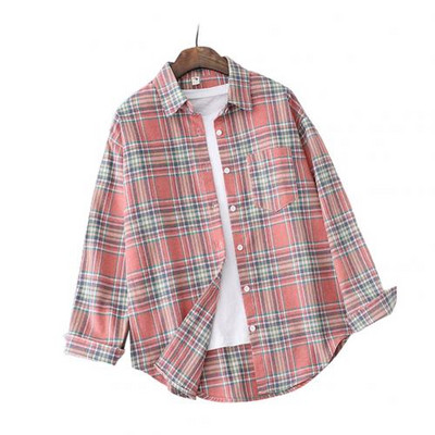 Ženska jesen-zima karirana košulja dugih rukava, bluza s jednim kopčanjem Gornja odjeća