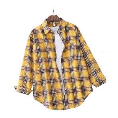 Ženska jesen-zima karirana košulja dugih rukava, bluza s jednim kopčanjem Gornja odjeća