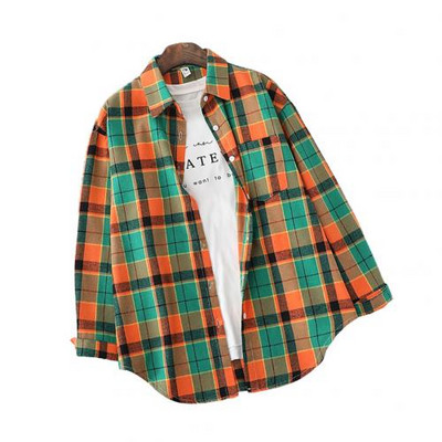 Ženska jesen-zima karirana košulja dugih rukava, bluza s jednim kopčanjem Gornja odjeća