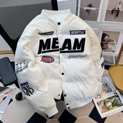 Férfi téli retro pamutkabát Utcai pilóta mozdony öltöny Hiphop pamut dzsekik vastagított egysoros állógallér kabátok