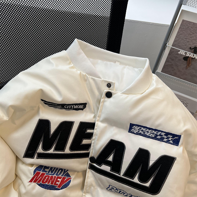 Férfi téli retro pamutkabát Utcai pilóta mozdony öltöny Hiphop pamut dzsekik vastagított egysoros állógallér kabátok