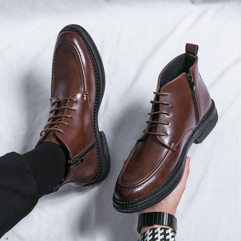 Britanske zimske nove lakirane gležnjače sa špicastim patentnim zatvaračem, muške, ležerne, luksuzne visoke cipele Zapatos Hombre