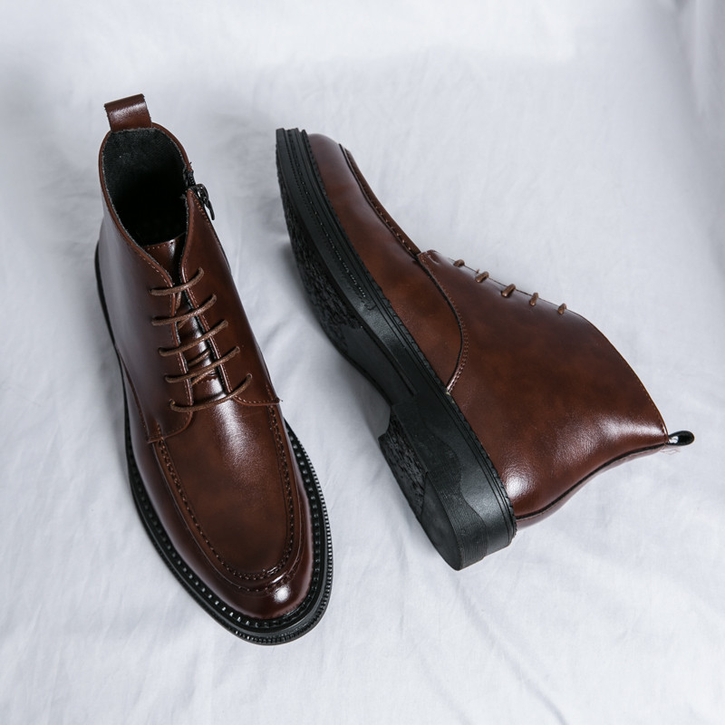 Britanske zimske nove lakirane gležnjače sa špicastim patentnim zatvaračem, muške, ležerne, luksuzne visoke cipele Zapatos Hombre