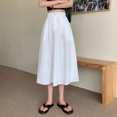 Studenți la modă coreeană de mărime Plus cu talie elastică înaltă, femei de vară, de culoare solidă, casual, fuste în formă de A