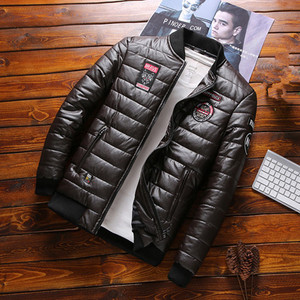DIMUSI Jachetă de iarnă pentru bărbați Moda bărbați Parka termică Paltoane Bărbați Gros și cald Jachete din piele PU Patchwork Îmbrăcăminte 8XL