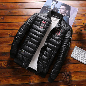 DIMUSI Jachetă de iarnă pentru bărbați Moda bărbați Parka termică Paltoane Bărbați Gros și cald Jachete din piele PU Patchwork Îmbrăcăminte 8XL