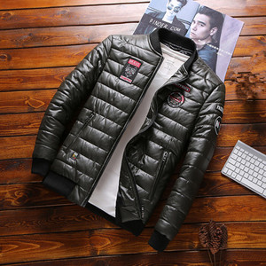 DIMUSI Jachetă de iarnă pentru bărbați Moda bărbați Parka termică Paltoane Bărbați Gros și cald Jachete din piele PU Patchwork Îmbrăcăminte 8XL