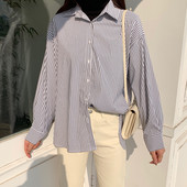 Femei Topuri și Bluze Cămașă Blusas Roupa Feminina Femei Primăvară Bluze Bumbac Chic Mânecă Lungă Cu dungi