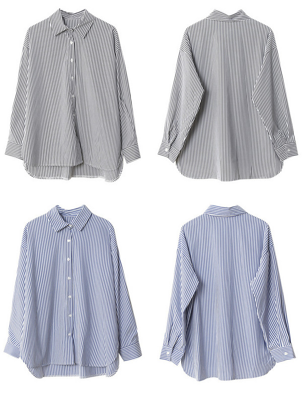 Femei Topuri și Bluze Cămașă Blusas Roupa Feminina Femei Primăvară Bluze Bumbac Chic Mânecă Lungă Cu dungi