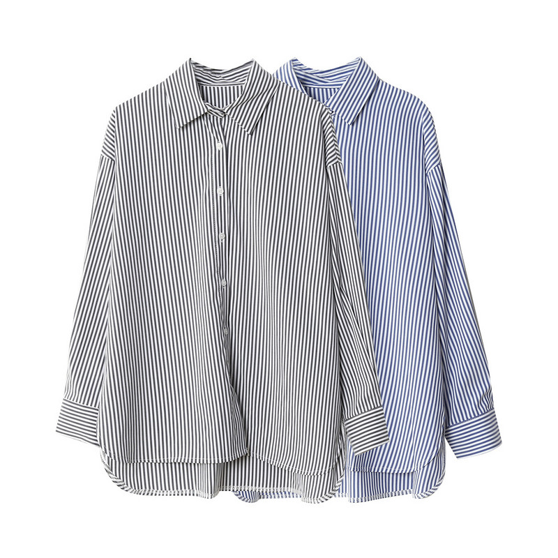 Femei Topuri și Bluze Cămașă Blusas Roupa Feminina Femei Primăvară Bluze Bumbac Chic Mânecă Lungă Cu dungi