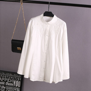 Cămăși ocazionale de primăvară pentru femei 6XL Haine de mărime mare Topuri din bumbac Moda cu mâneci lungi cu guler cu broderie Bluze