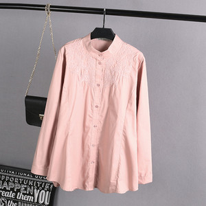 Cămăși ocazionale de primăvară pentru femei 6XL Haine de mărime mare Topuri din bumbac Moda cu mâneci lungi cu guler cu broderie Bluze