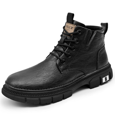 Universalūs lauko aukštos klasės aukštos kokybės odiniai vyriški batai su raišteliu storu padu Aukštos kokybės vandeniui atsparūs nauji vyriški batai