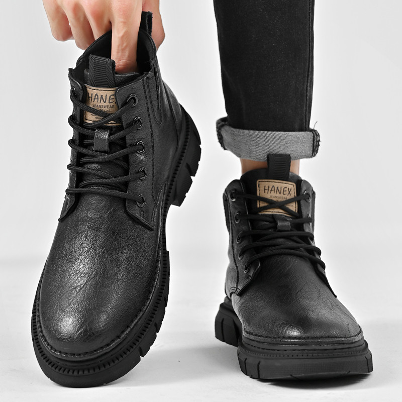 Universalūs lauko aukštos klasės aukštos kokybės odiniai vyriški batai su raišteliu storu padu Aukštos kokybės vandeniui atsparūs nauji vyriški batai