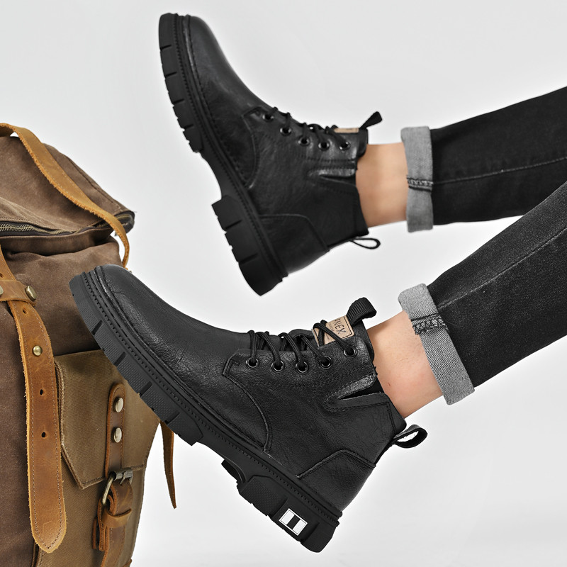 Universalūs lauko aukštos klasės aukštos kokybės odiniai vyriški batai su raišteliu storu padu Aukštos kokybės vandeniui atsparūs nauji vyriški batai