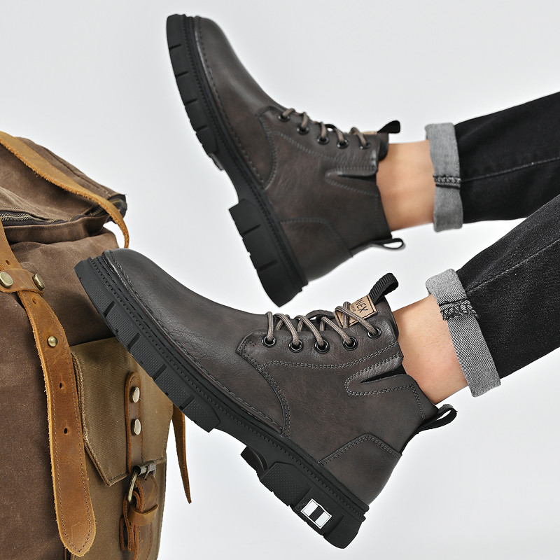 Universalūs lauko aukštos klasės aukštos kokybės odiniai vyriški batai su raišteliu storu padu Aukštos kokybės vandeniui atsparūs nauji vyriški batai