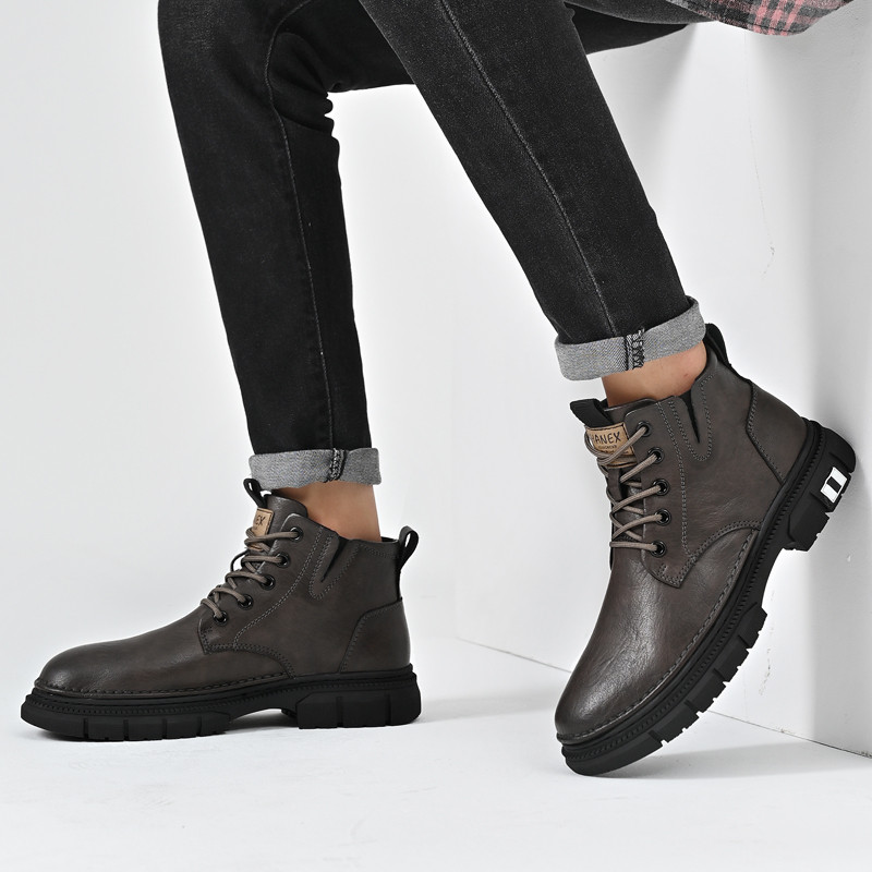 Universalūs lauko aukštos klasės aukštos kokybės odiniai vyriški batai su raišteliu storu padu Aukštos kokybės vandeniui atsparūs nauji vyriški batai