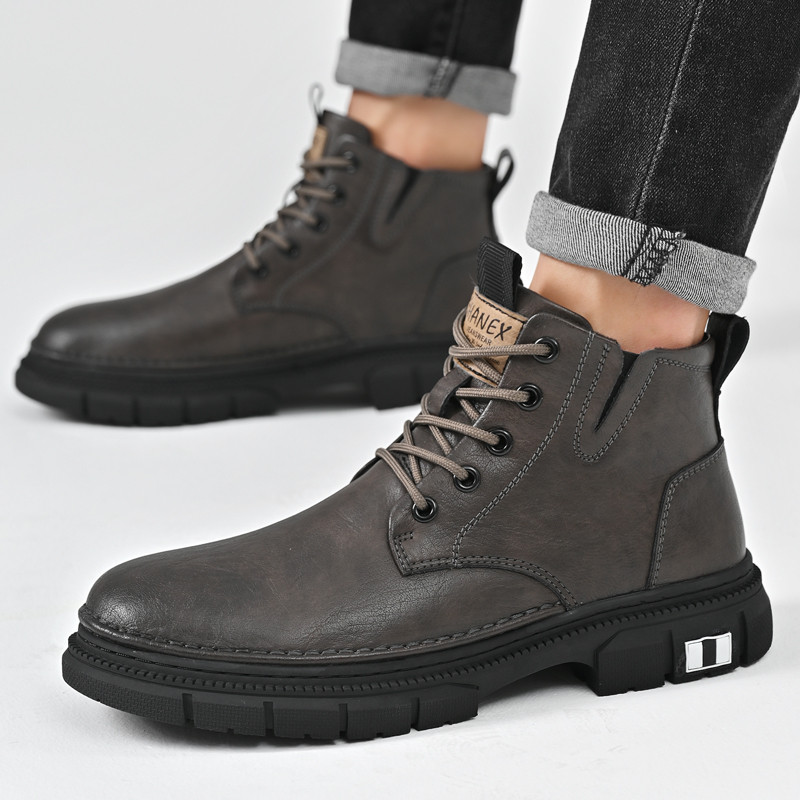 Universalūs lauko aukštos klasės aukštos kokybės odiniai vyriški batai su raišteliu storu padu Aukštos kokybės vandeniui atsparūs nauji vyriški batai
