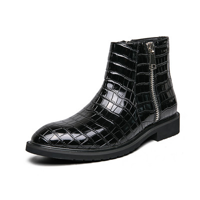 odos batai vyriškai, šilti žieminiai „Chelsea“ batai su užtrauktuku ant oficialaus „Oxfords“ kulkšnies batai „Patchwork“ žieminiai batai vyras