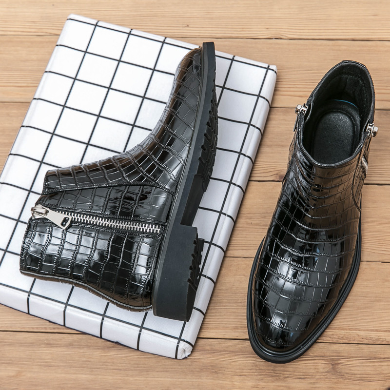 odos batai vyriškai, šilti žieminiai „Chelsea“ batai su užtrauktuku ant oficialaus „Oxfords“ kulkšnies batai „Patchwork“ žieminiai batai vyras