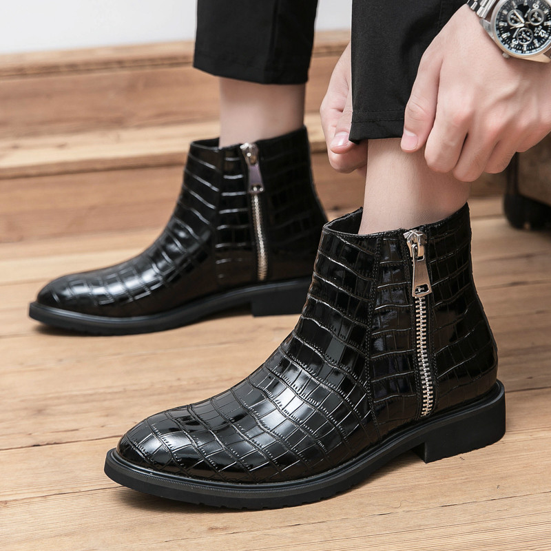 odos batai vyriškai, šilti žieminiai „Chelsea“ batai su užtrauktuku ant oficialaus „Oxfords“ kulkšnies batai „Patchwork“ žieminiai batai vyras