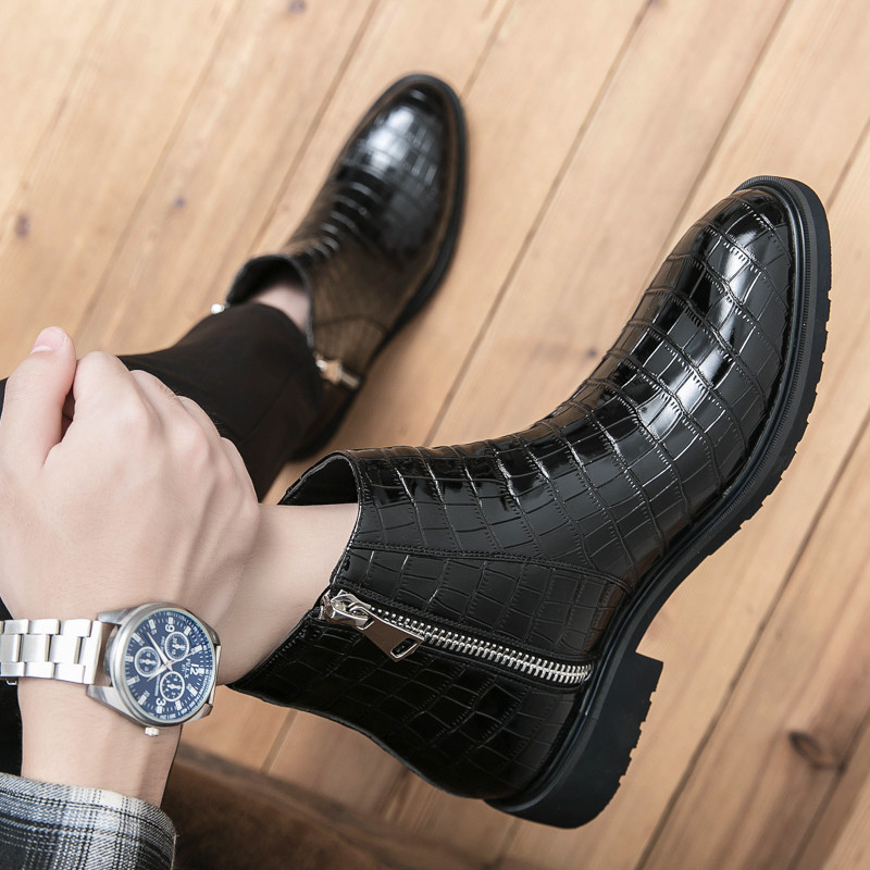 odos batai vyriškai, šilti žieminiai „Chelsea“ batai su užtrauktuku ant oficialaus „Oxfords“ kulkšnies batai „Patchwork“ žieminiai batai vyras