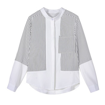Бели дамски ризи на райета, модни дамски блузи, дамски есенни шифонени блузи с дълъг ръкав Vintage Ropa De Mujer 10902