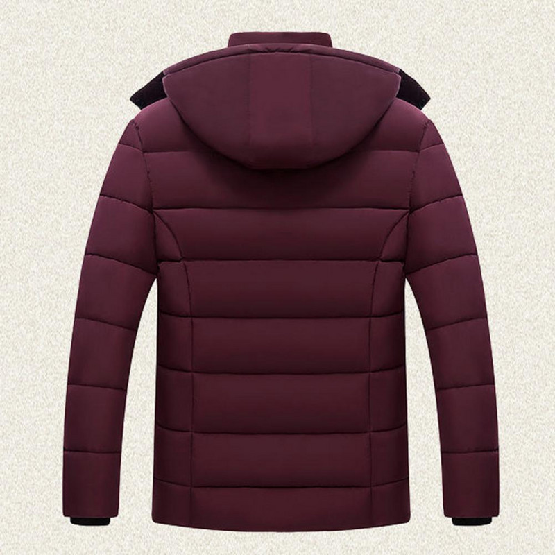 Pánsky kabát s kapucňou, zimný trendy bavlnený polstrovaný plyšový podšívkový jednofarebný vetrovka, pánsky termo kabát, chladuvzdorná bunda s kapucňou, vrchné oblečenie